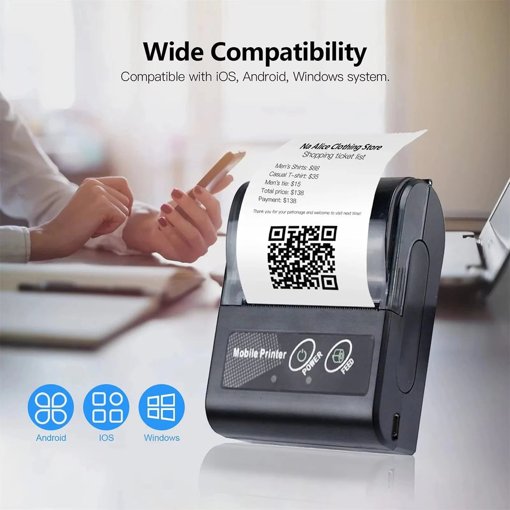 Impresora térmica mini GOOJPRT de 58 mm para etiquetas, recibos, tickets y facturas, compatible con iOS y Android, para pequeñas empresas y ordenadores. Impresora/etiquetadora.