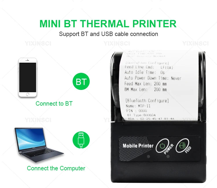 Impresora térmica mini GOOJPRT de 58 mm para etiquetas, recibos, tickets y facturas, compatible con iOS y Android, para pequeñas empresas y ordenadores. Impresora/etiquetadora.