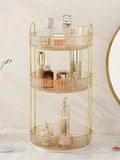 Organizador giratorio de lujo dorado de 360°, estante de almacenamiento de 1/2/3 niveles, estante para especias de cocina, bandeja para maquillaje y cosméticos de baño, encimera.