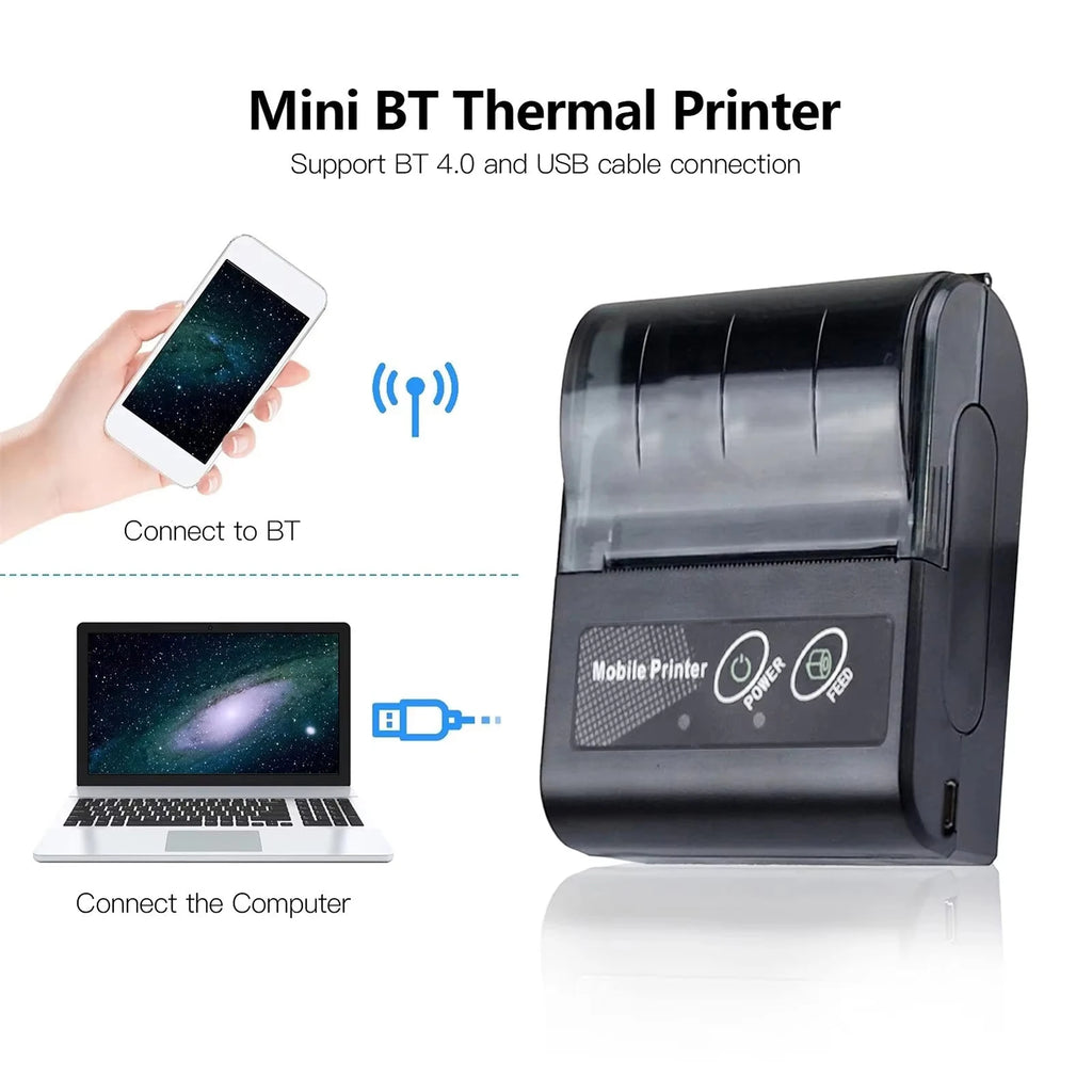 Impresora térmica mini GOOJPRT de 58 mm para etiquetas, recibos, tickets y facturas, compatible con iOS y Android, para pequeñas empresas y ordenadores. Impresora/etiquetadora.