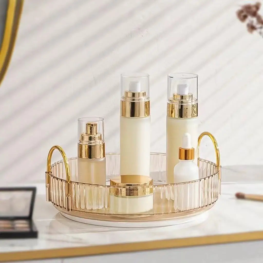 Organizador giratorio de lujo dorado de 360°, estante de almacenamiento de 1/2/3 niveles, estante para especias de cocina, bandeja para maquillaje y cosméticos de baño, encimera.